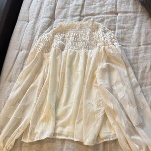 Chic Cream Smocked Women's Blouse